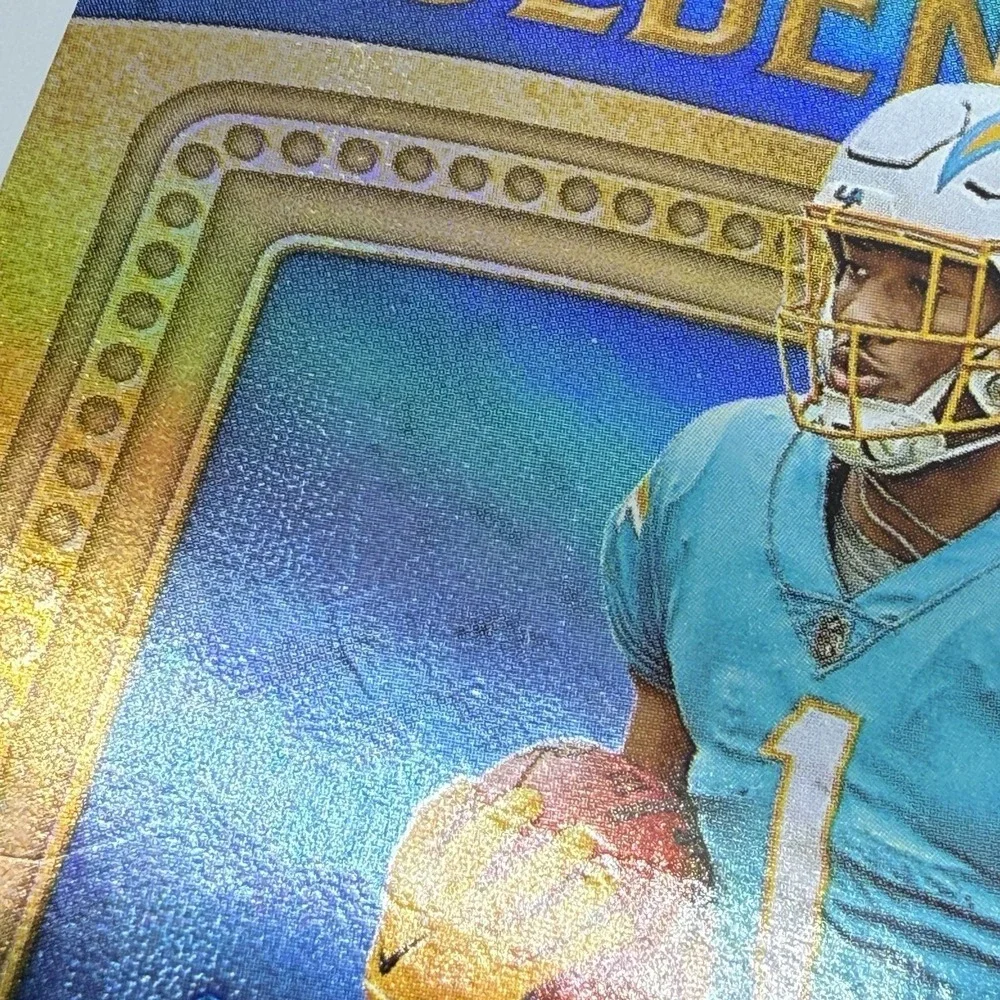 2023 Gold Standard Quentin Johnston Golden Debuts Auto /99 RC Chargers